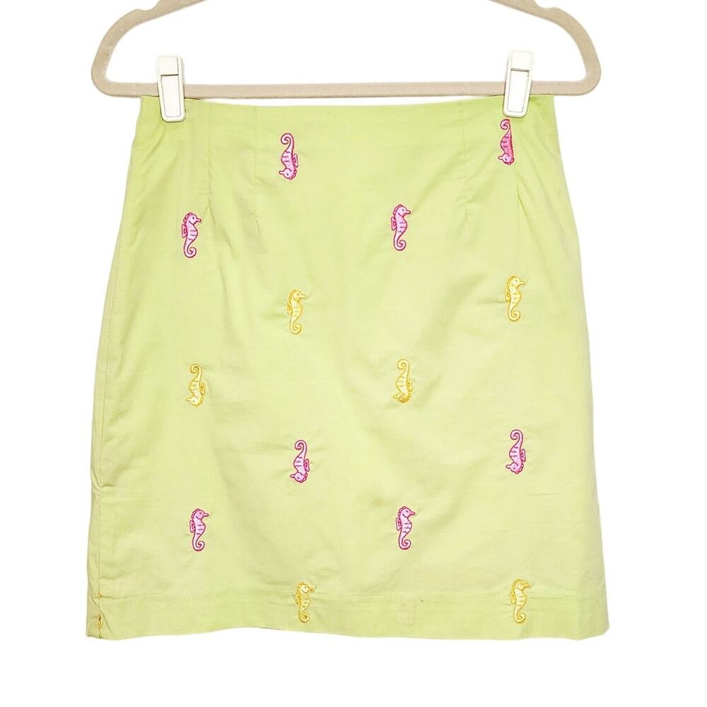 Vintage Lilly Pulitzer Womens 4 Skirt Lined Seahorse Green 90s Preppy Resort